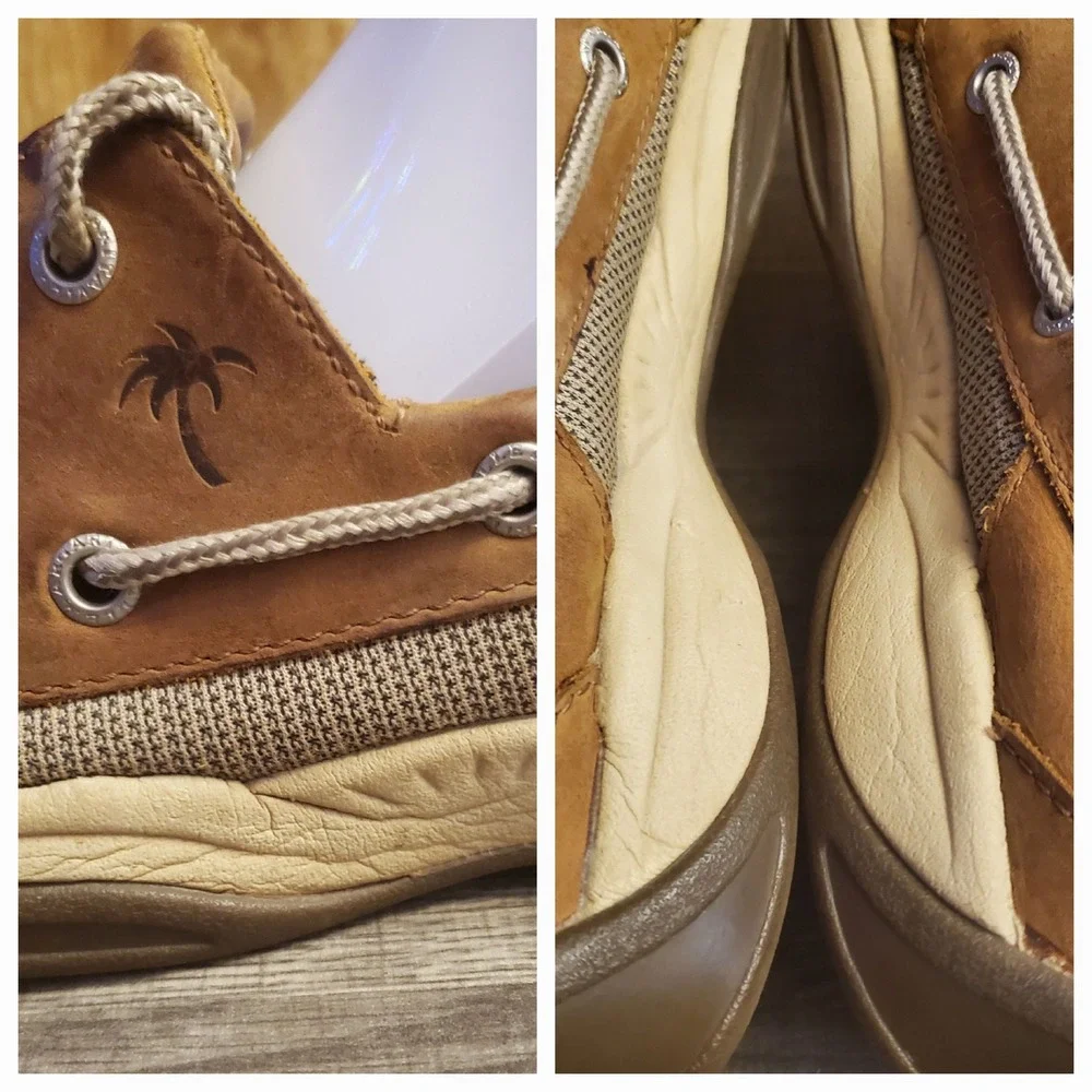 Margaritaville‎ Angler Leather Boat Shoes Men's Size 9.5 Brown
